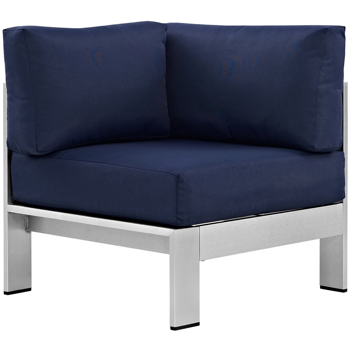 Shore Outdoor Patio Aluminum Corner Sofa - Silver Navy