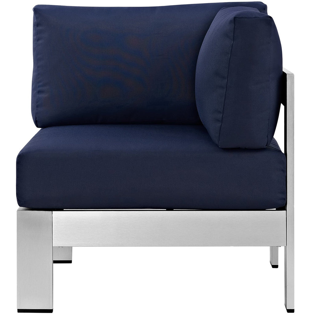 Shore Outdoor Patio Aluminum Corner Sofa - Silver Navy