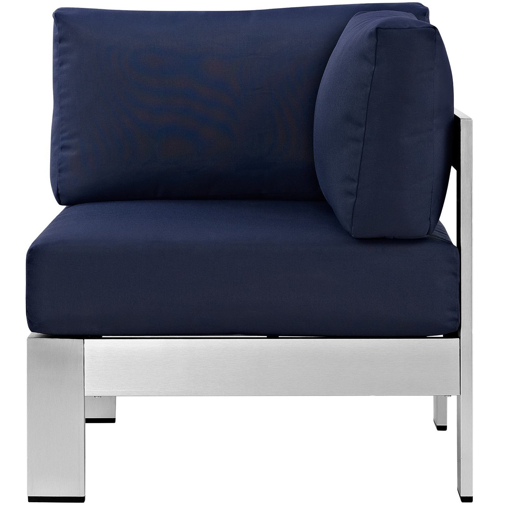 Shore Outdoor Patio Aluminum Corner Sofa - Silver Navy