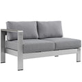 Shore Left-Arm Corner Sectional Outdoor Patio Aluminum Loveseat - Silver Gray