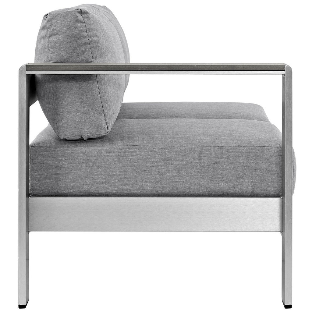 Shore Left-Arm Corner Sectional Outdoor Patio Aluminum Loveseat - Silver Gray