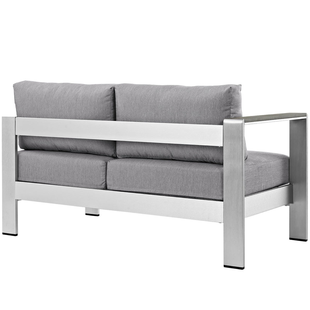 Shore Left-Arm Corner Sectional Outdoor Patio Aluminum Loveseat - Silver Gray