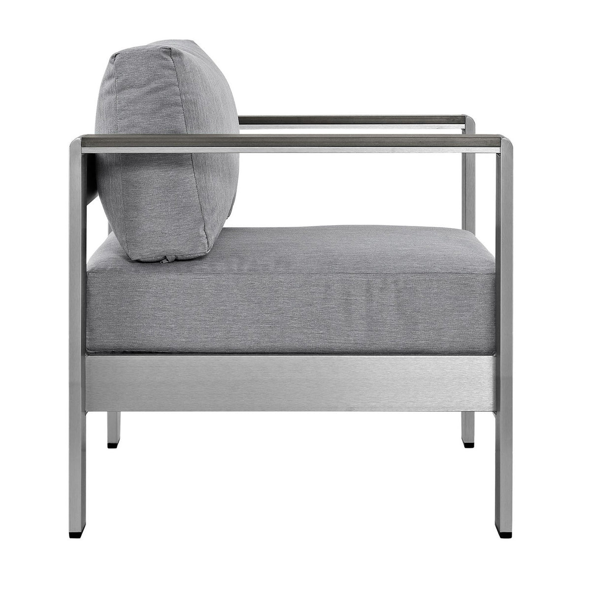 Shore Outdoor Patio Aluminum Armchair - Silver Gray