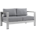 Shore Outdoor Patio Aluminum Loveseat - Silver Gray