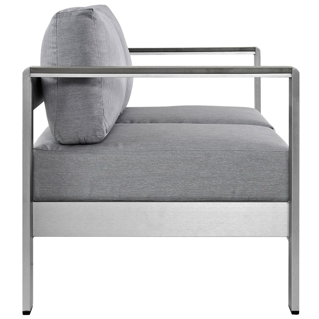 Shore Outdoor Patio Aluminum Loveseat - Silver Gray
