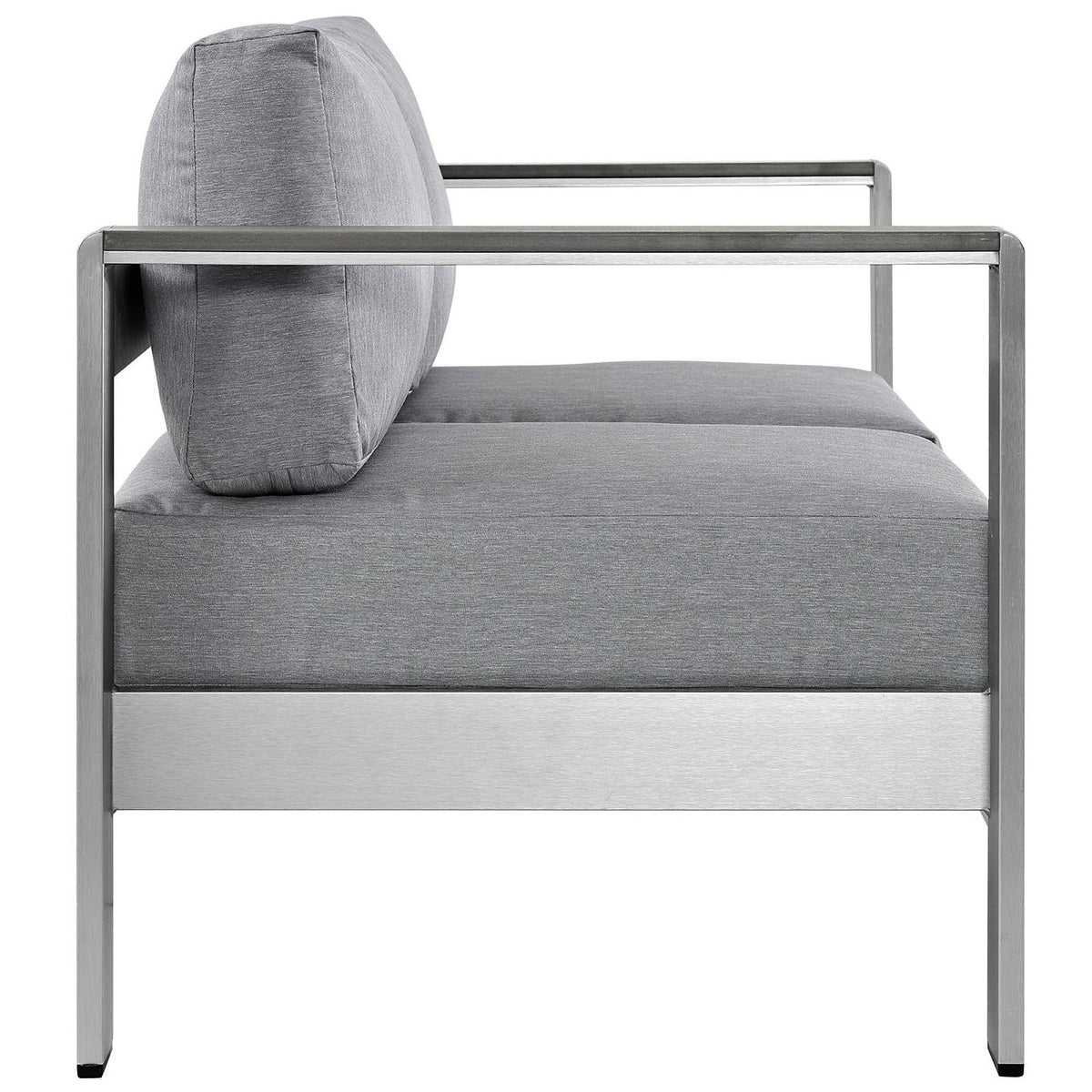 Shore Outdoor Patio Aluminum Loveseat - Silver Gray