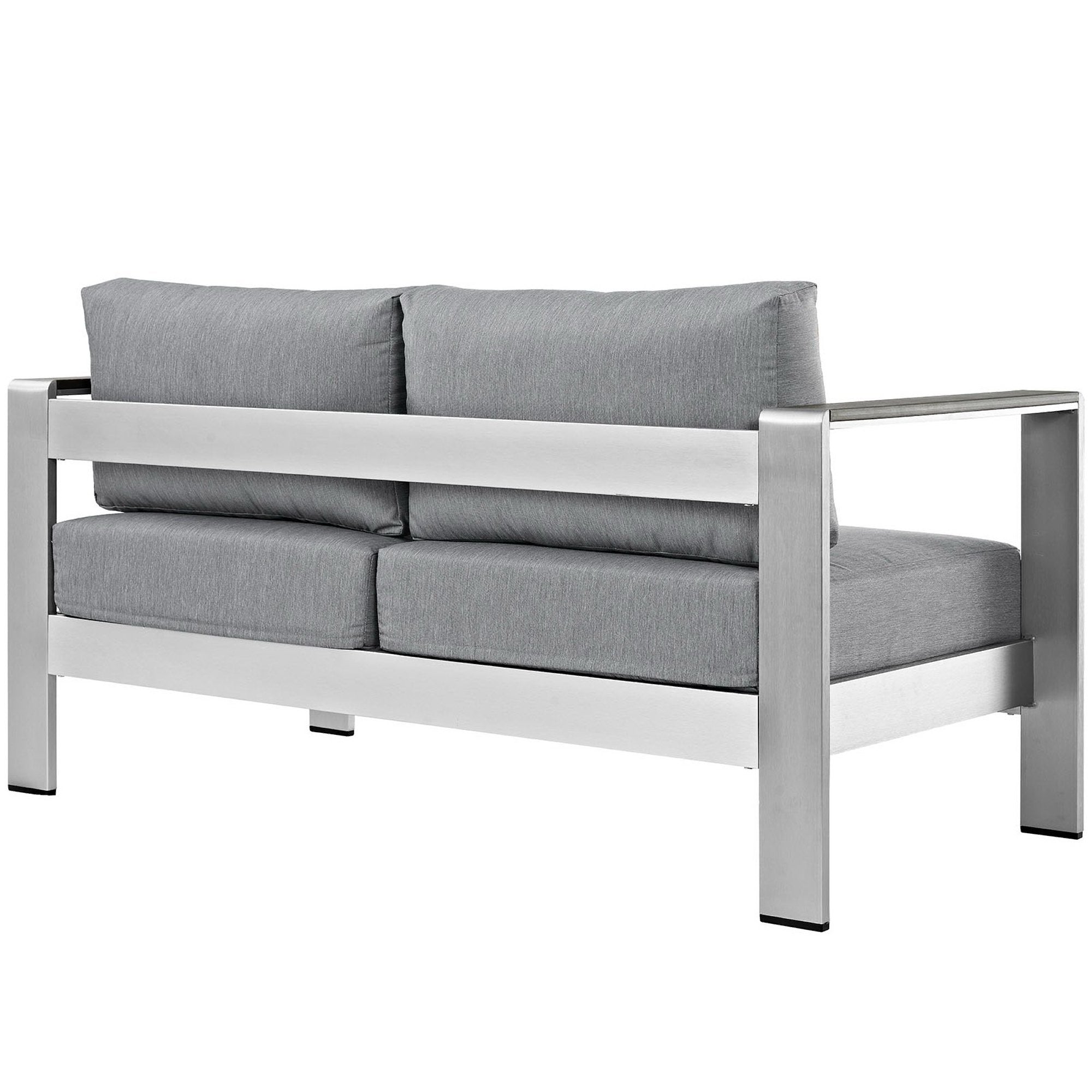Shore Outdoor Patio Aluminum Loveseat - Silver Gray