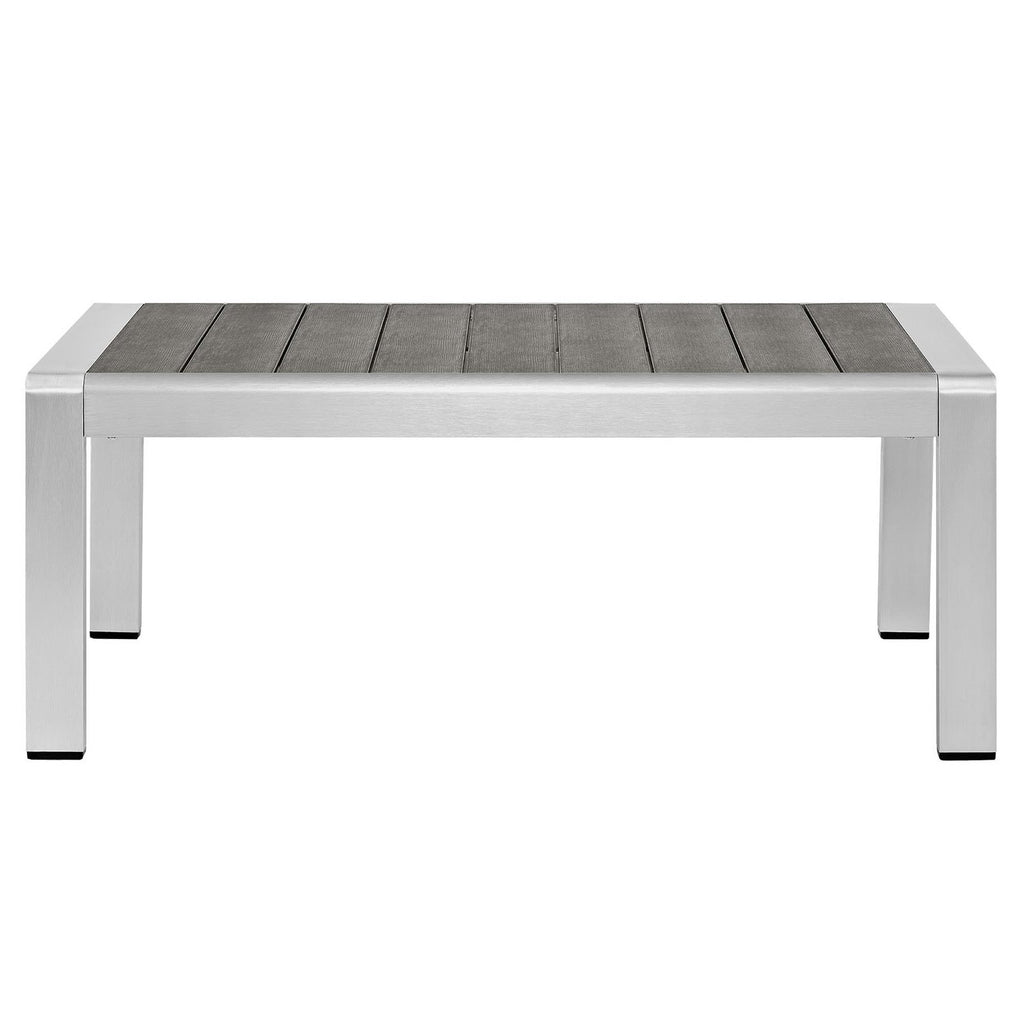 Shore Outdoor Patio Aluminum Coffee Table - Silver Gray
