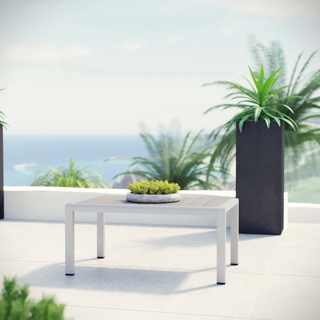 Shore Outdoor Patio Aluminum Coffee Table - Silver Gray