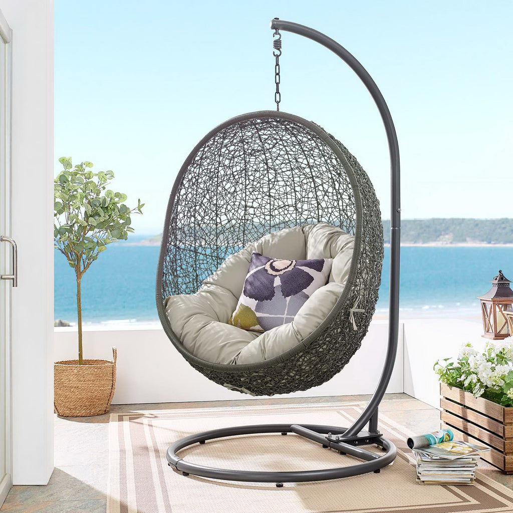 Hide Outdoor Patio Swing Chair With Stand - Gray Beige