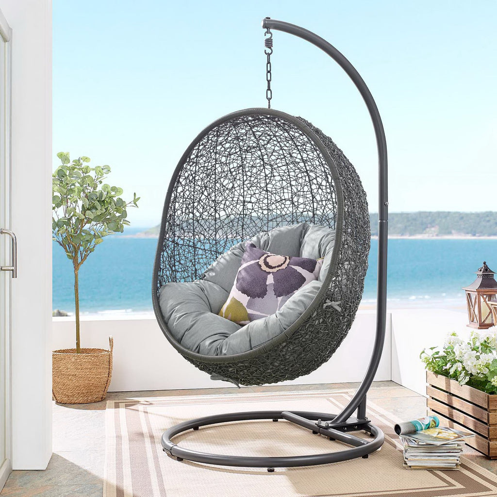 Hide Outdoor Patio Swing Chair With Stand - Gray