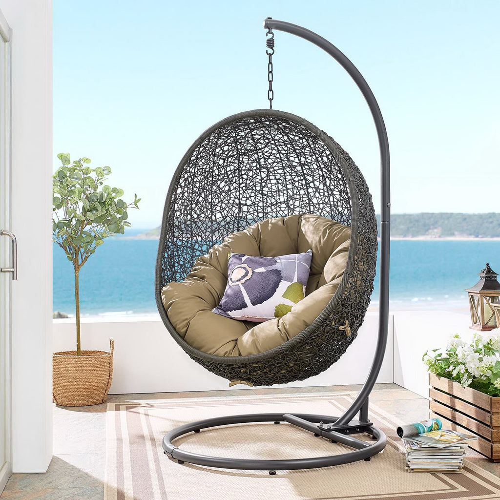 Hide Outdoor Patio Swing Chair With Stand - Gray Mocha