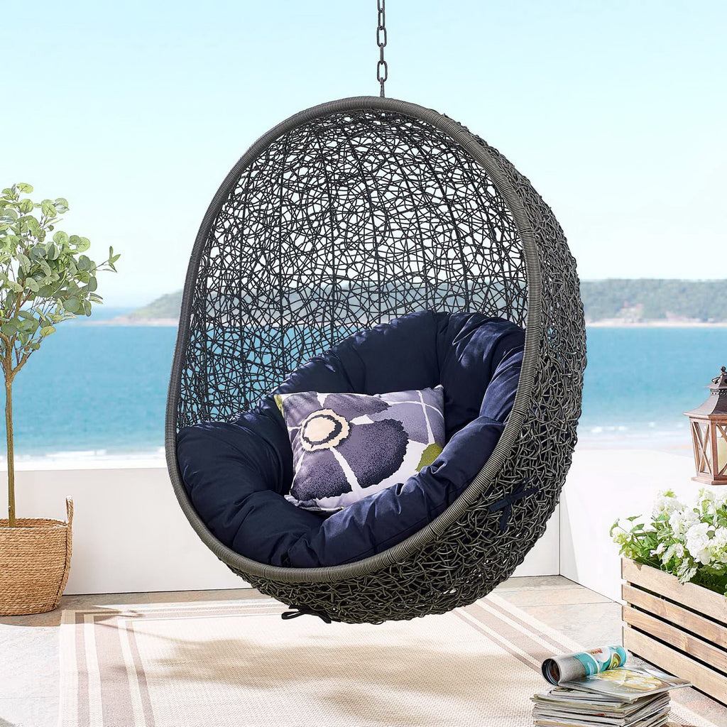 Hide Outdoor Patio Swing Chair With Stand - Gray Navy