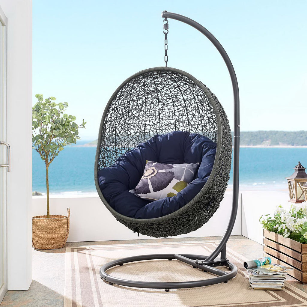 Hide Outdoor Patio Swing Chair With Stand - Gray Navy