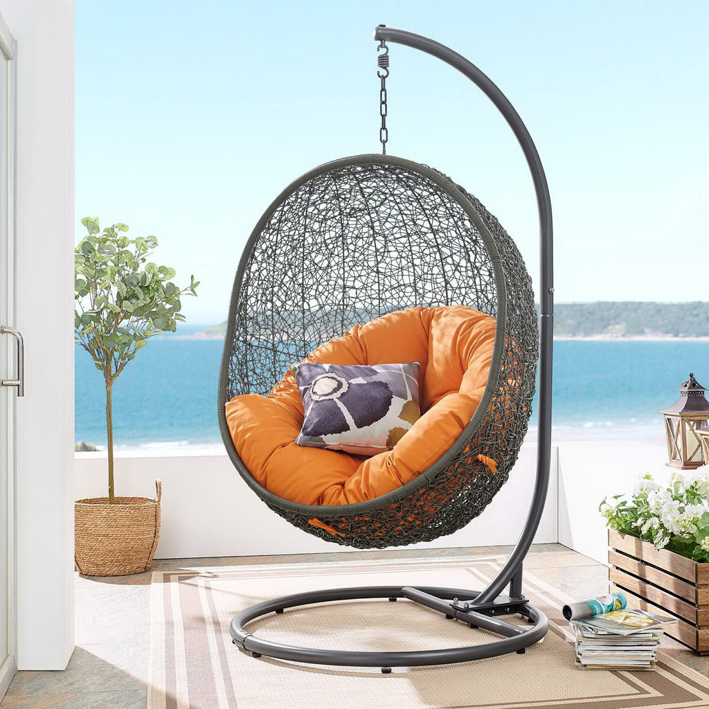 Hide Outdoor Patio Swing Chair With Stand - Gray Orange