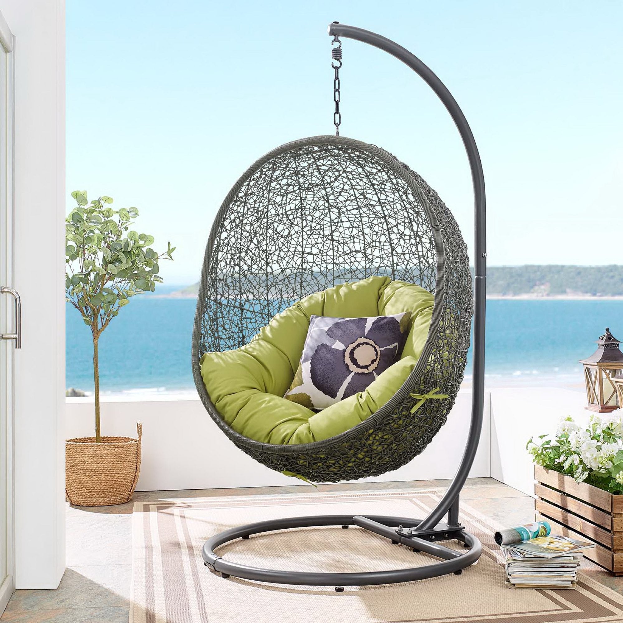 Hide Outdoor Patio Swing Chair With Stand - Gray Peridot