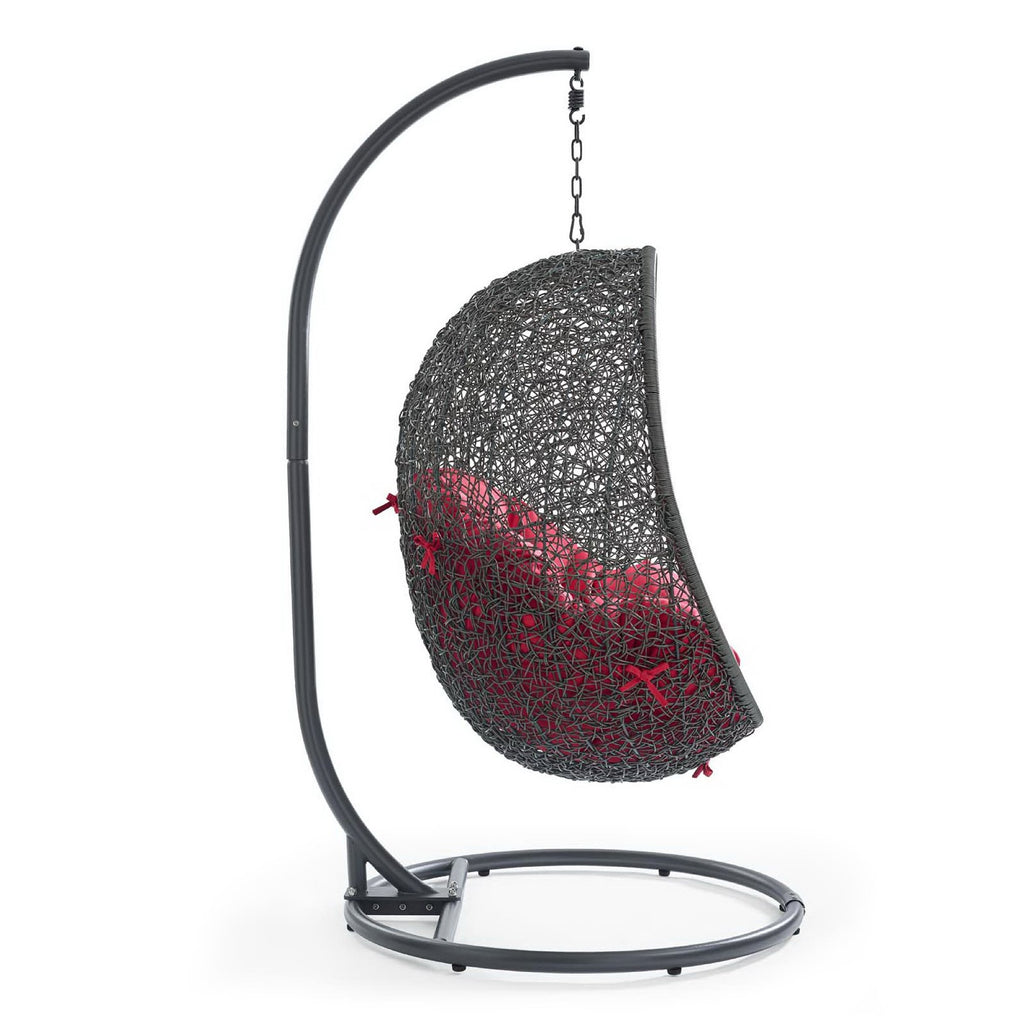 Hide Outdoor Patio Swing Chair With Stand - Gray Red