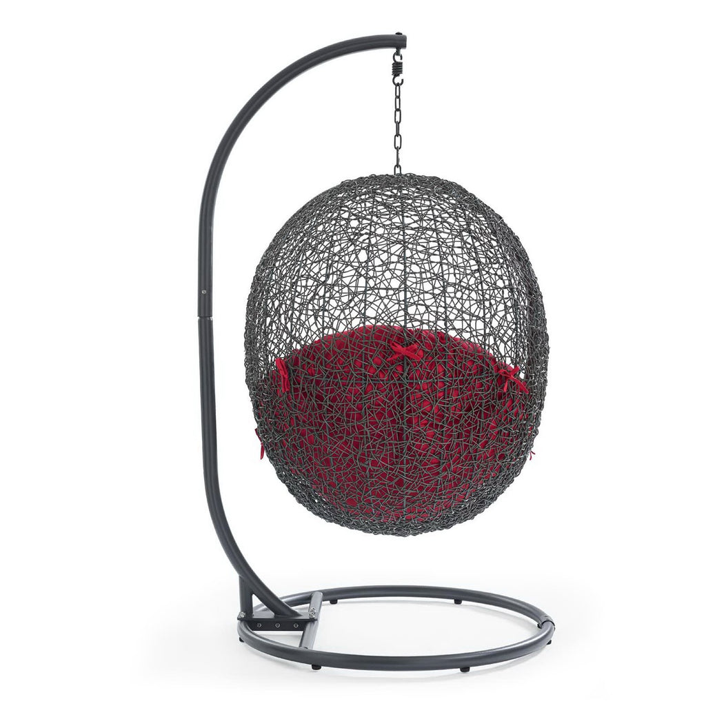 Hide Outdoor Patio Swing Chair With Stand - Gray Red