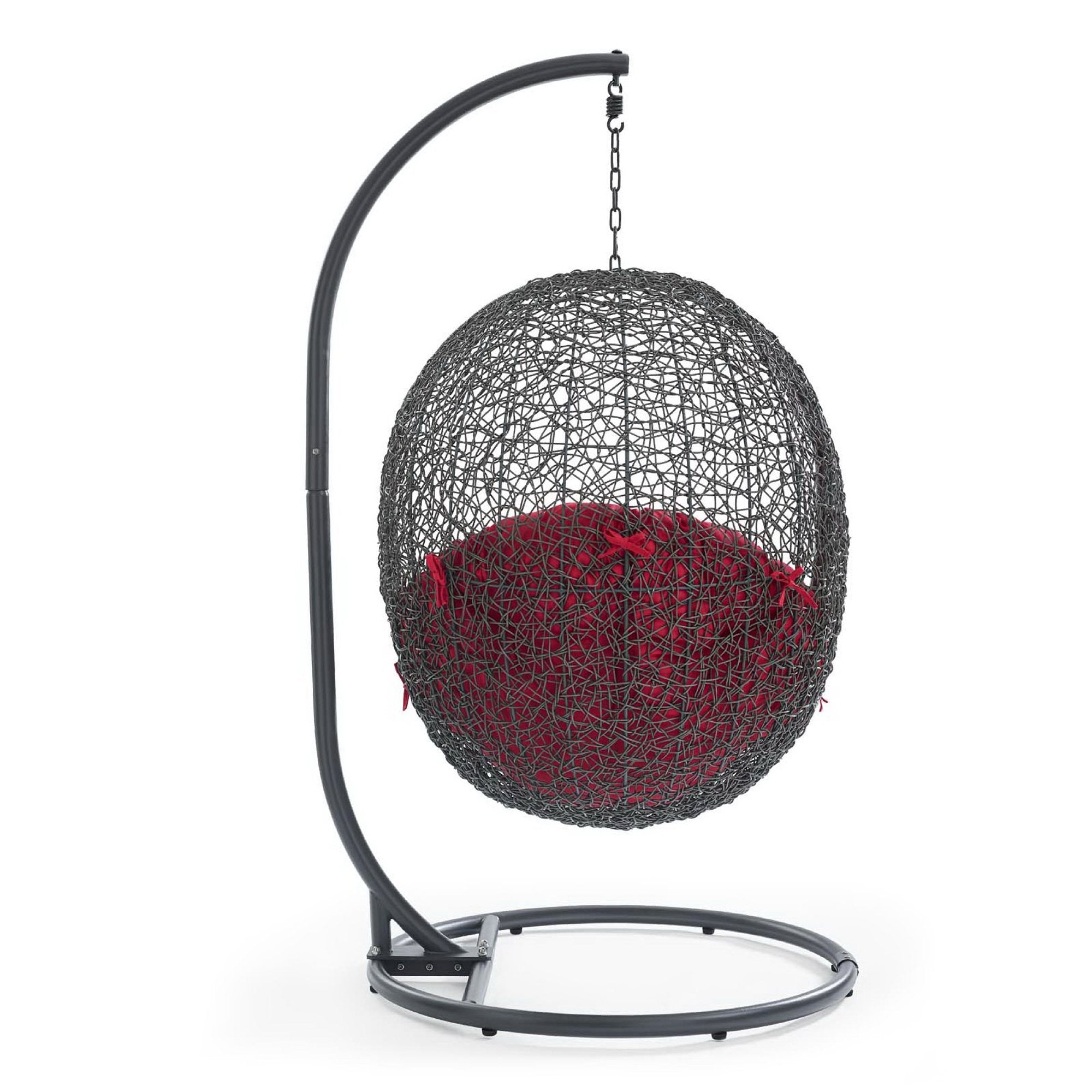 Hide Outdoor Patio Swing Chair With Stand - Gray Red