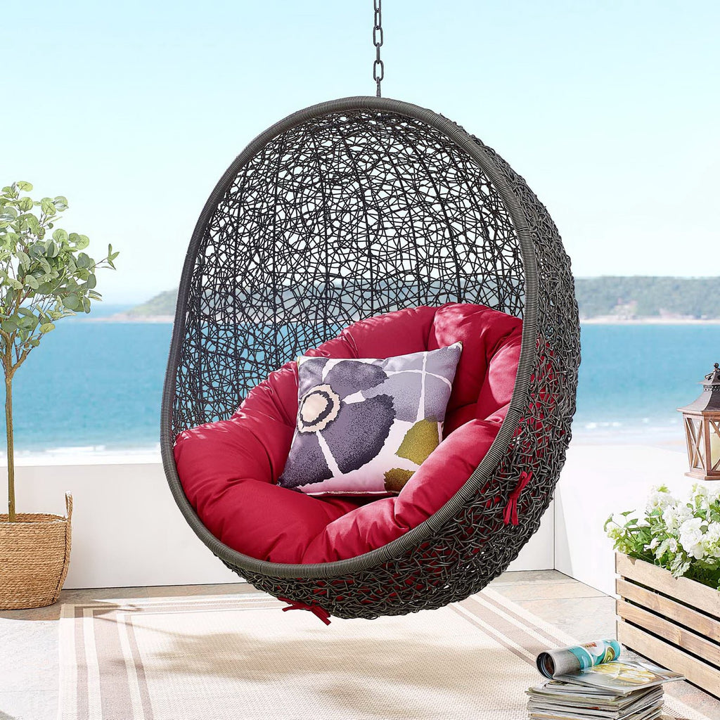 Hide Outdoor Patio Swing Chair With Stand - Gray Red