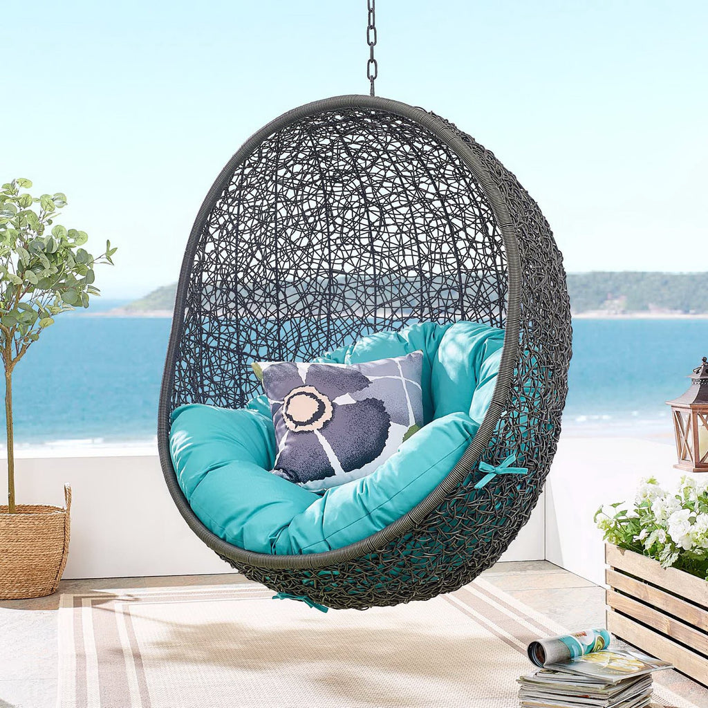 Hide Outdoor Patio Swing Chair With Stand - Gray Turquoise