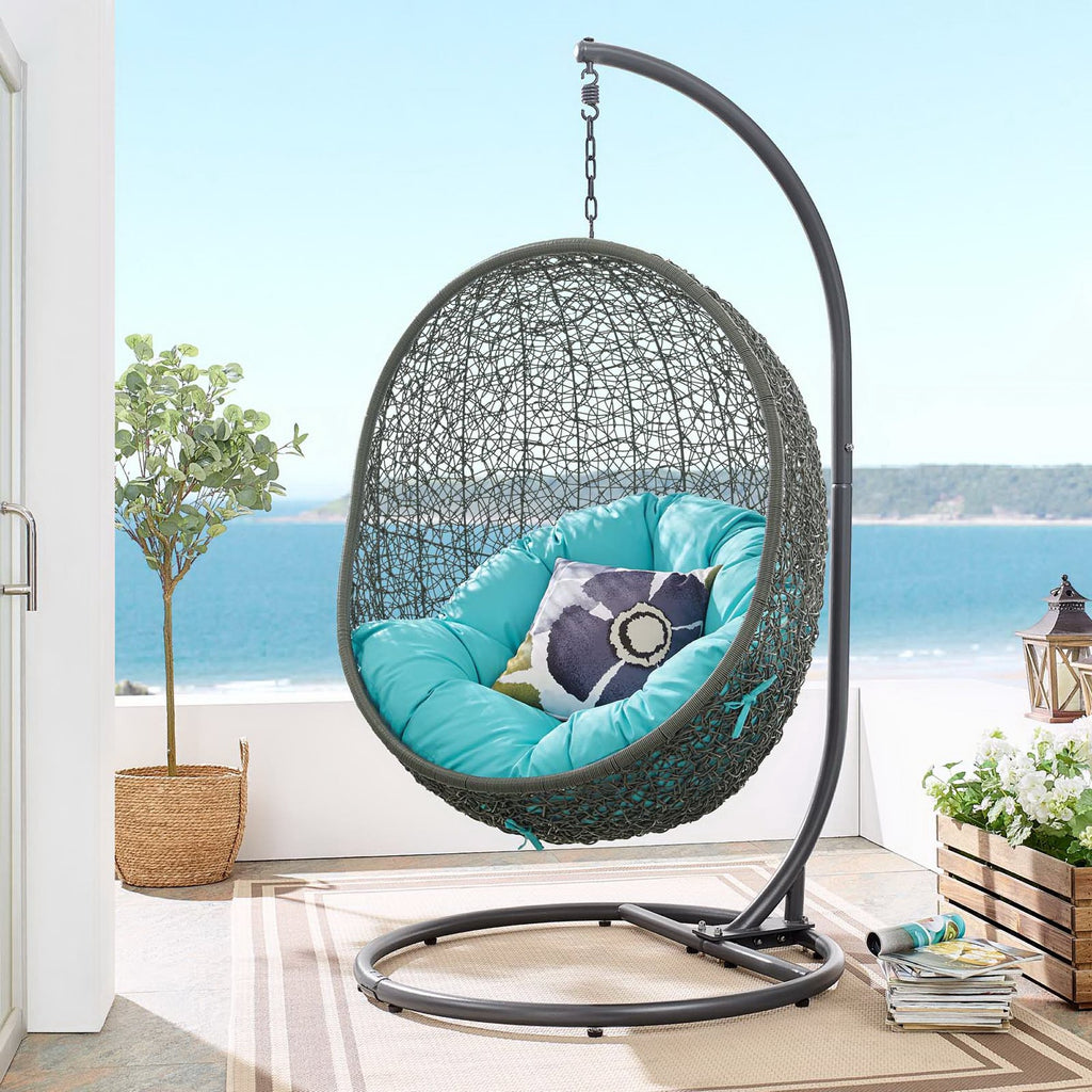 Hide Outdoor Patio Swing Chair With Stand - Gray Turquoise