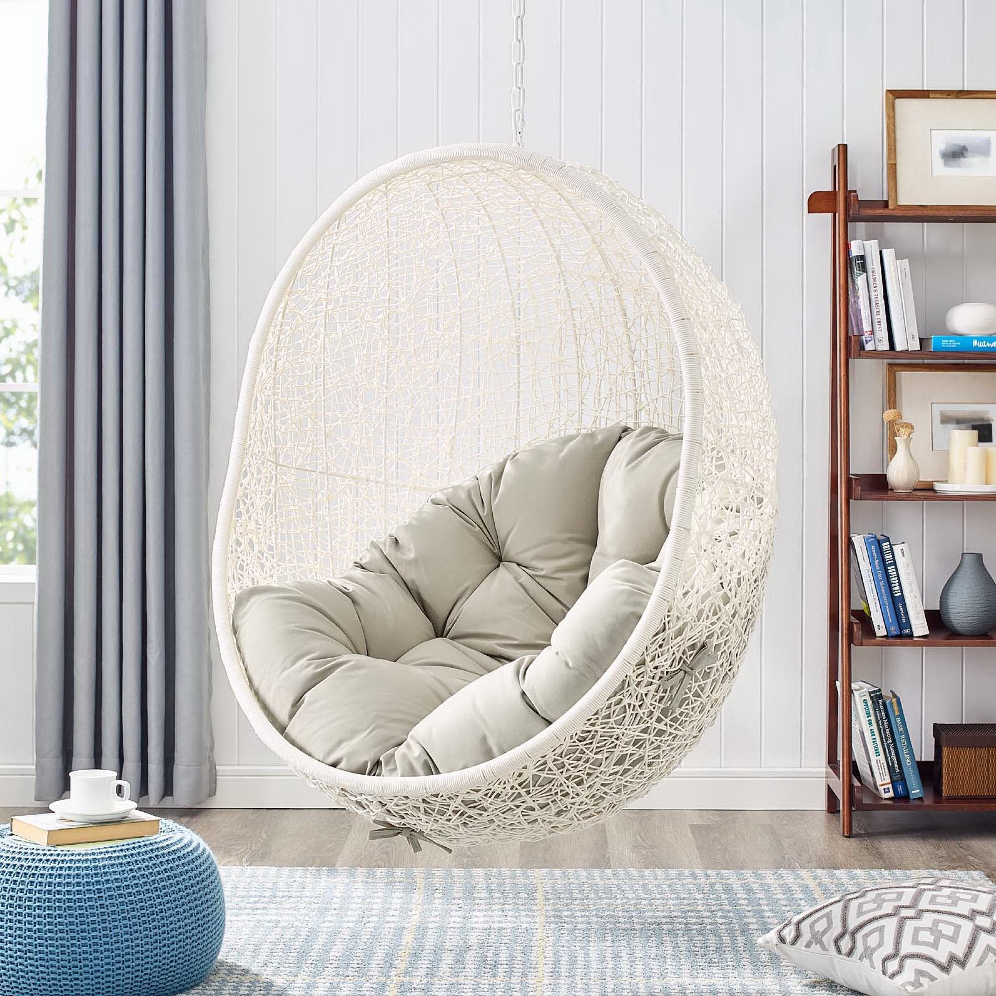 Hide Outdoor Patio Swing Chair With Stand - White Beige