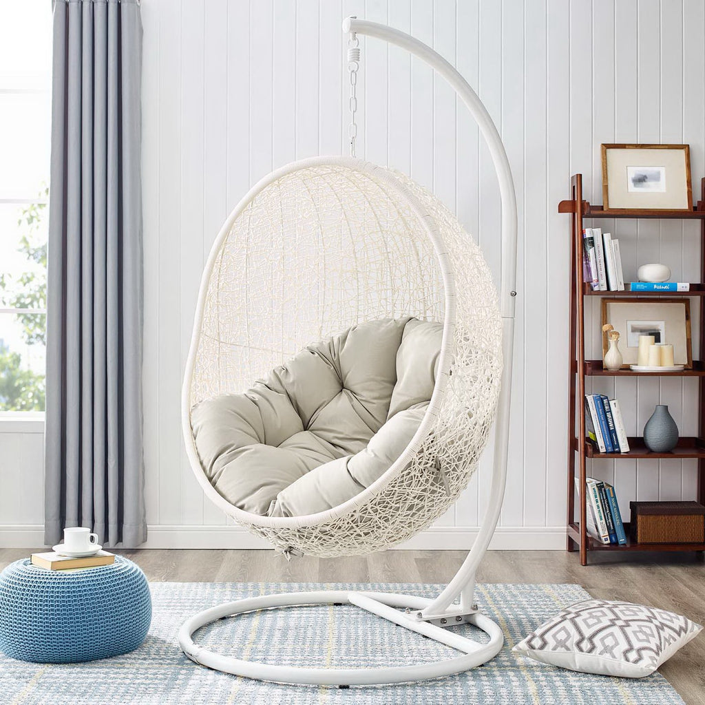 Hide Outdoor Patio Swing Chair With Stand - White Beige