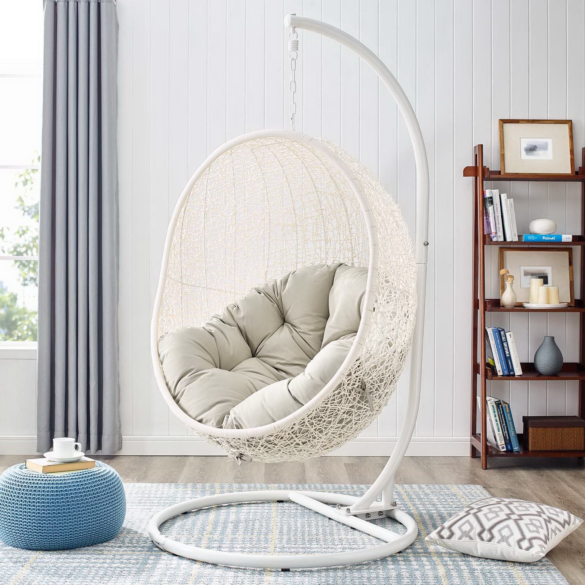Hide Outdoor Patio Swing Chair With Stand - White Beige