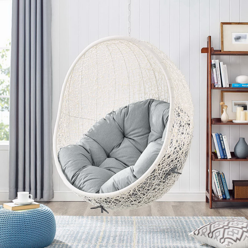Hide Outdoor Patio Swing Chair With Stand - White Gray