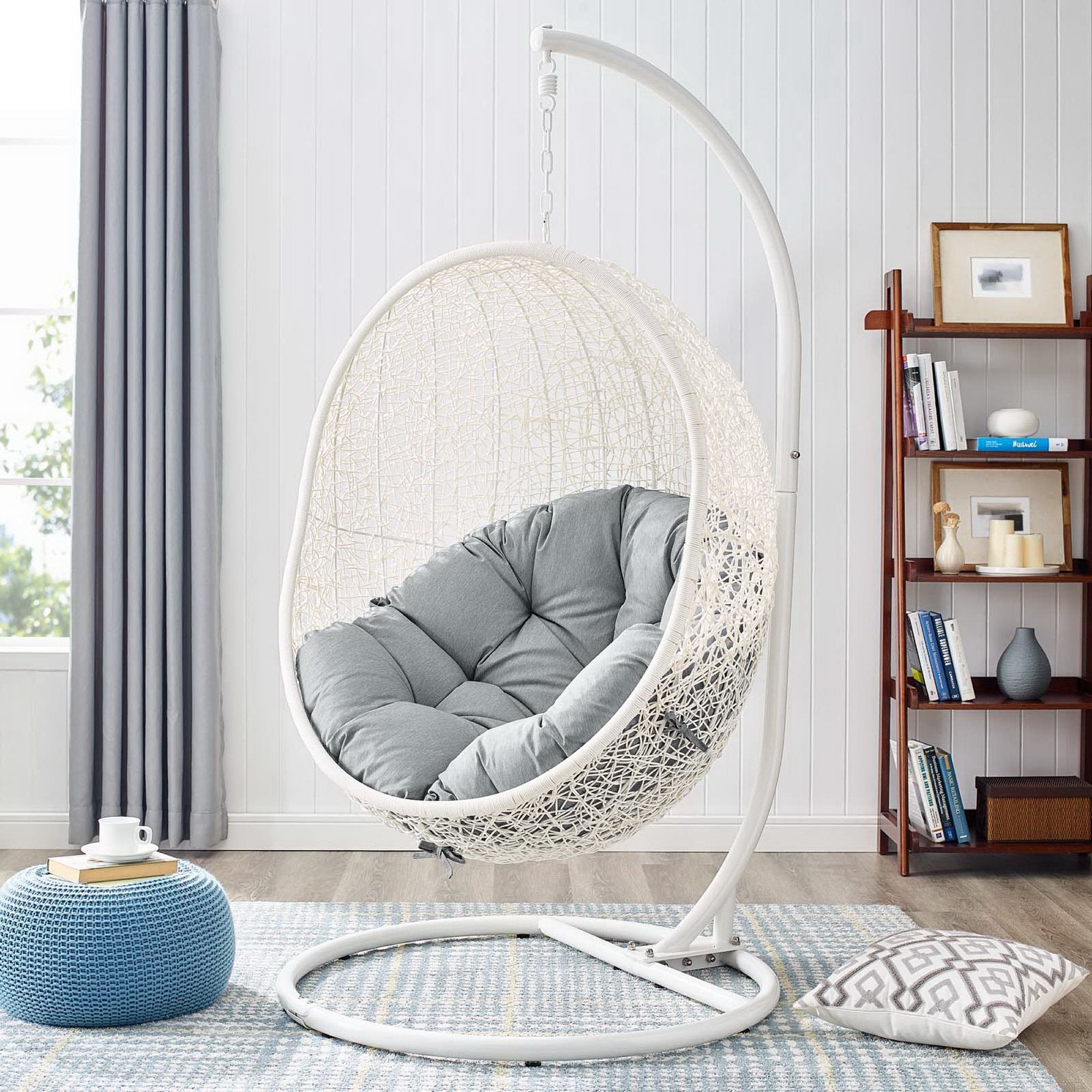 Hide Outdoor Patio Swing Chair With Stand - White Gray