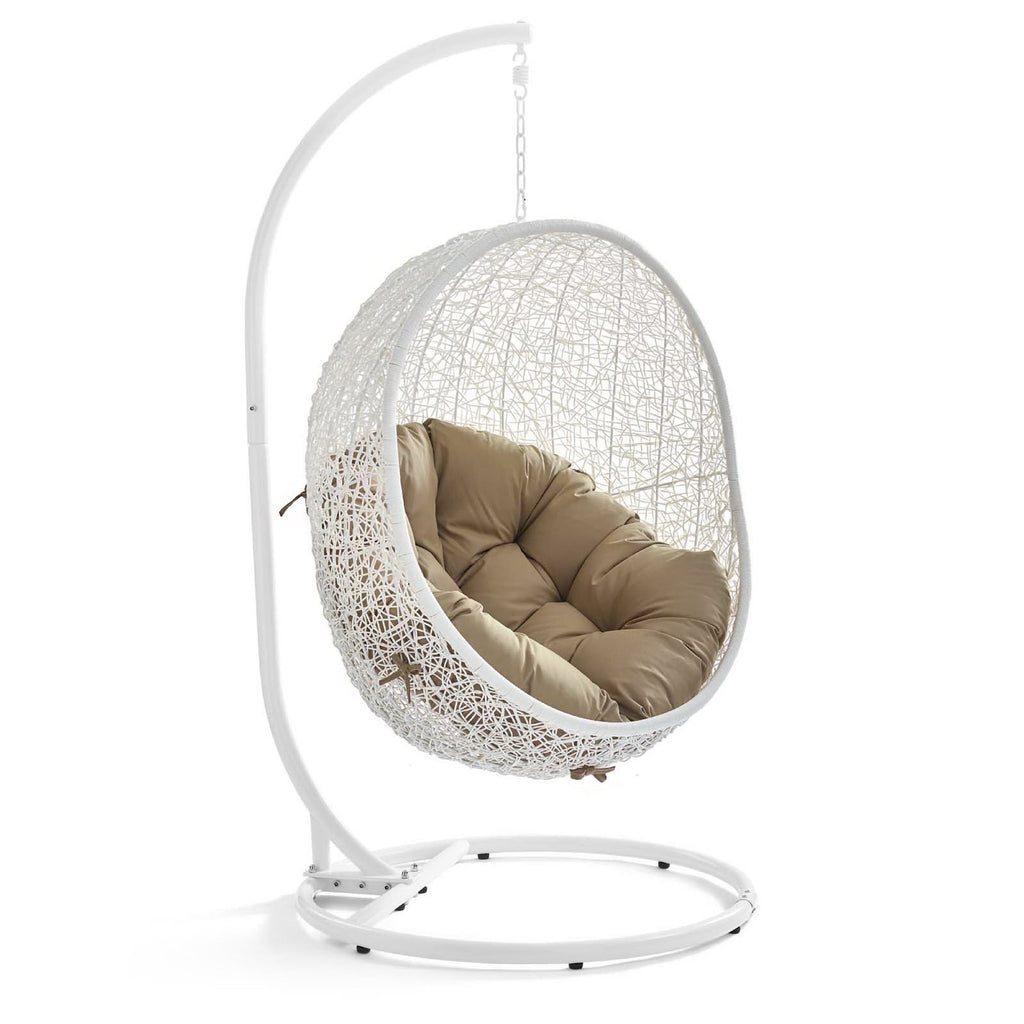 Hide Outdoor Patio Swing Chair With Stand - White Mocha