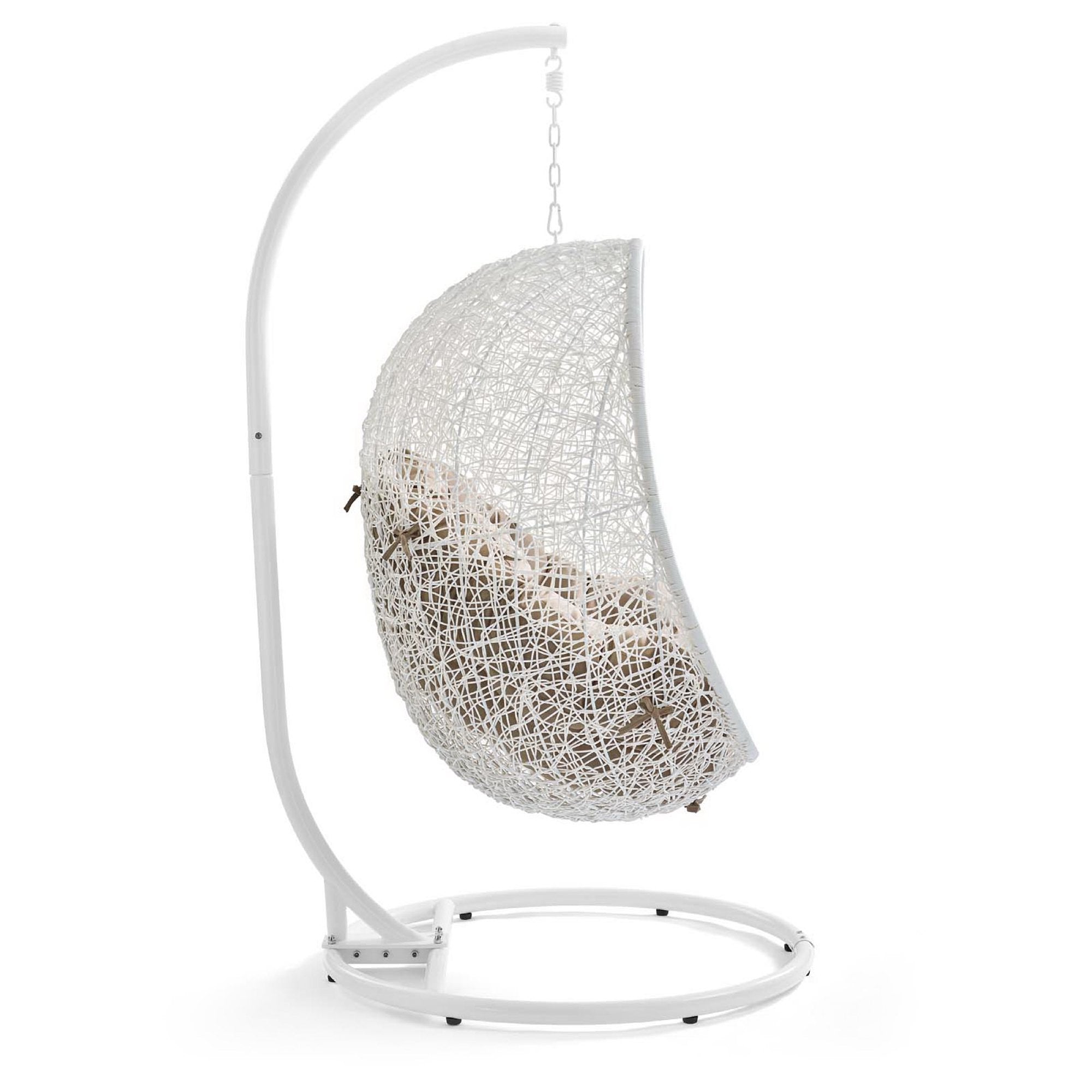 Hide Outdoor Patio Swing Chair With Stand - White Mocha