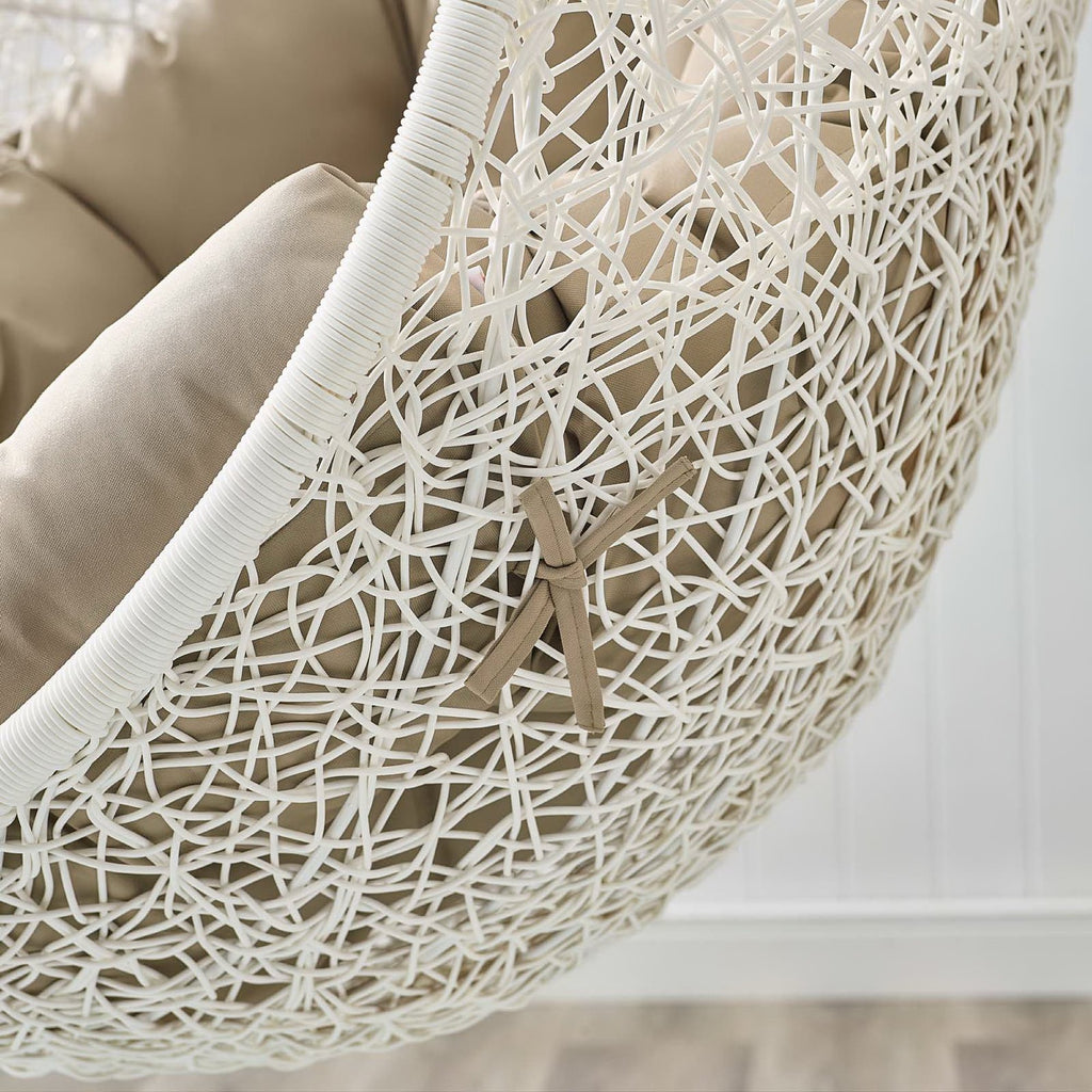 Hide Outdoor Patio Swing Chair With Stand - White Mocha