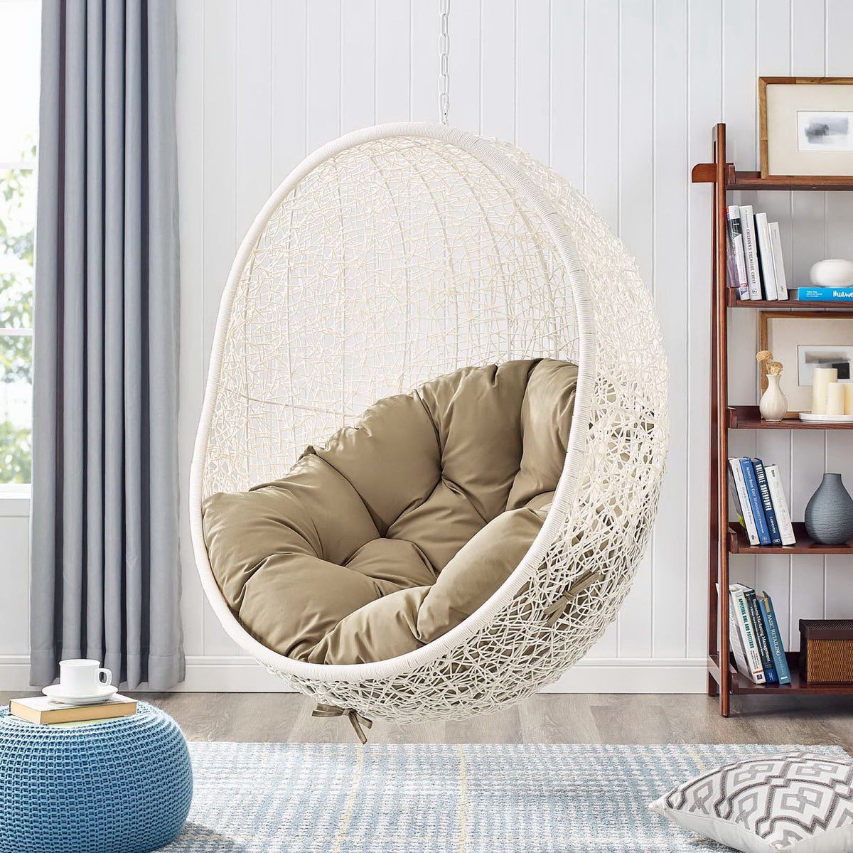 Hide Outdoor Patio Swing Chair With Stand - White Mocha