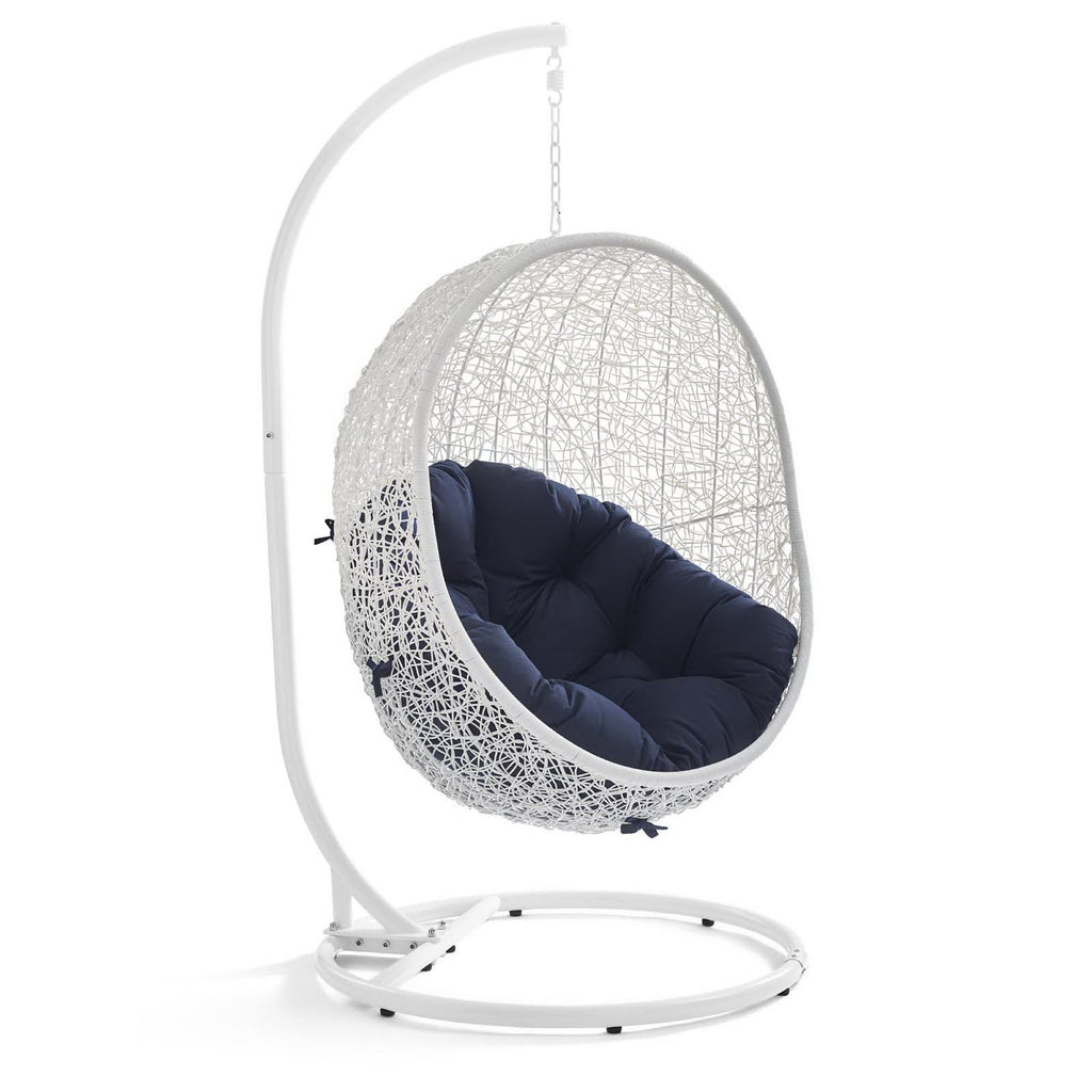 Hide Outdoor Patio Swing Chair With Stand - White Navy
