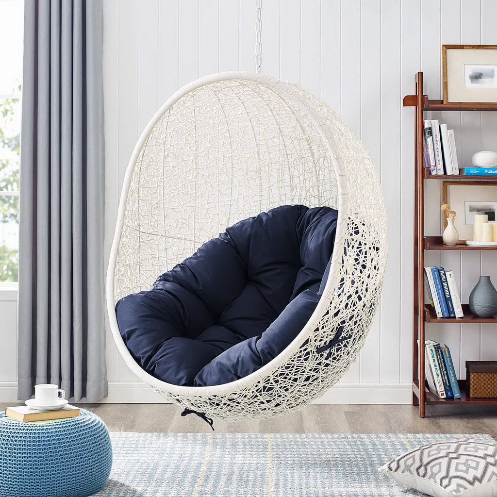 Hide Outdoor Patio Swing Chair With Stand - White Navy