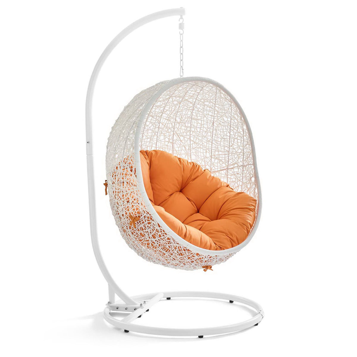 Hide Outdoor Patio Swing Chair With Stand - White Orange