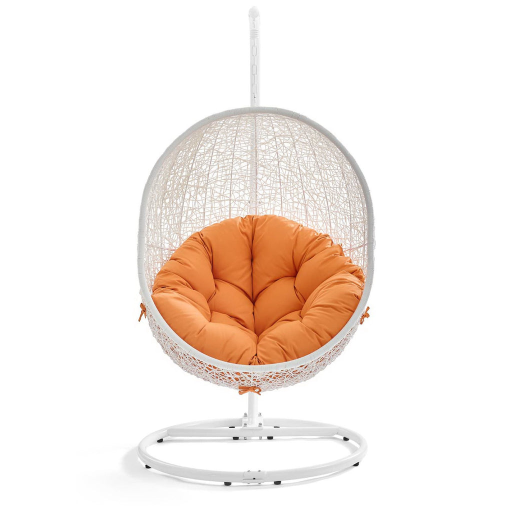Hide Outdoor Patio Swing Chair With Stand - White Orange