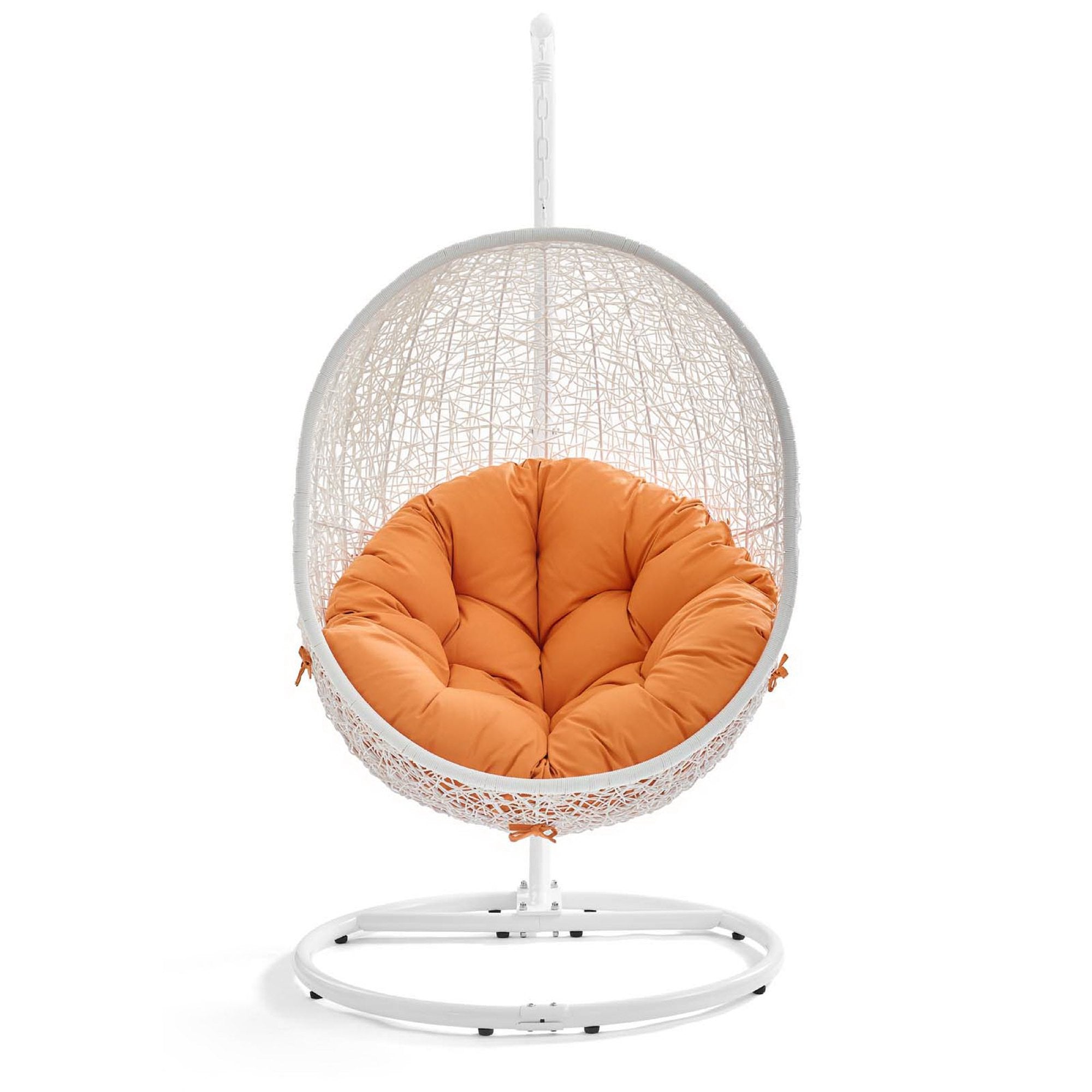 Hide Outdoor Patio Swing Chair With Stand - White Orange