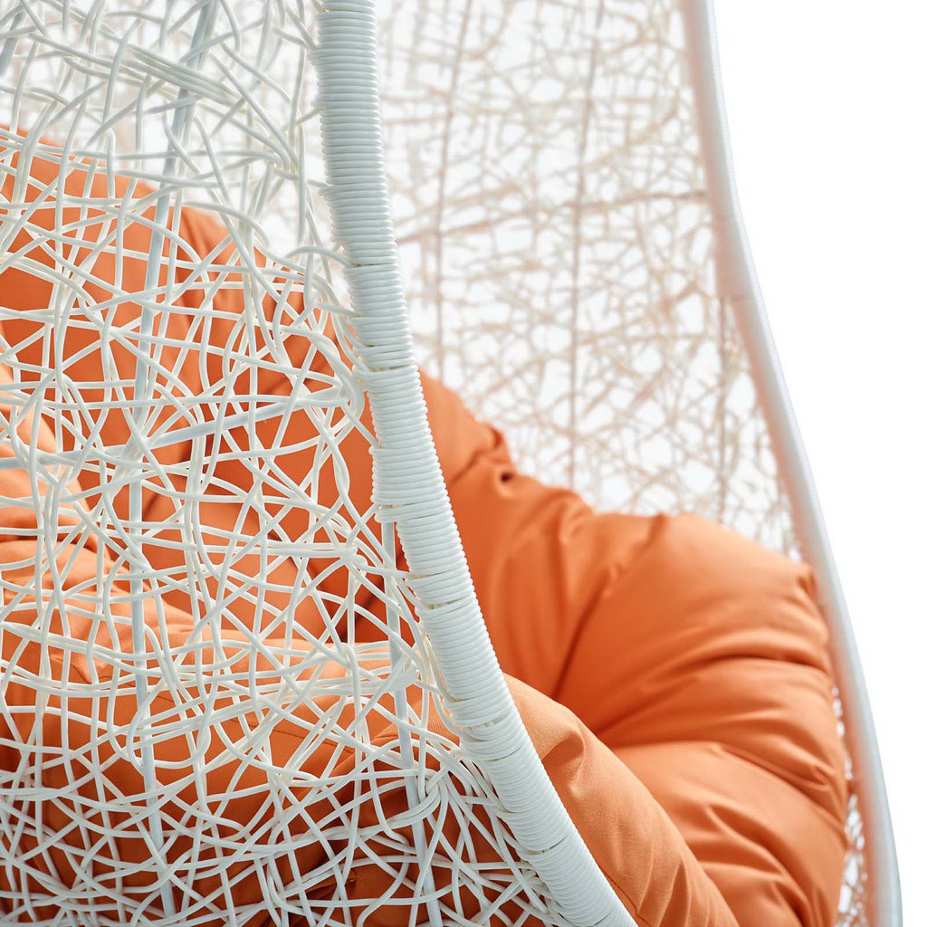 Hide Outdoor Patio Swing Chair With Stand - White Orange