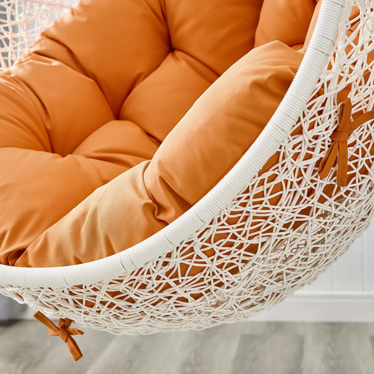 Hide Outdoor Patio Swing Chair With Stand - White Orange