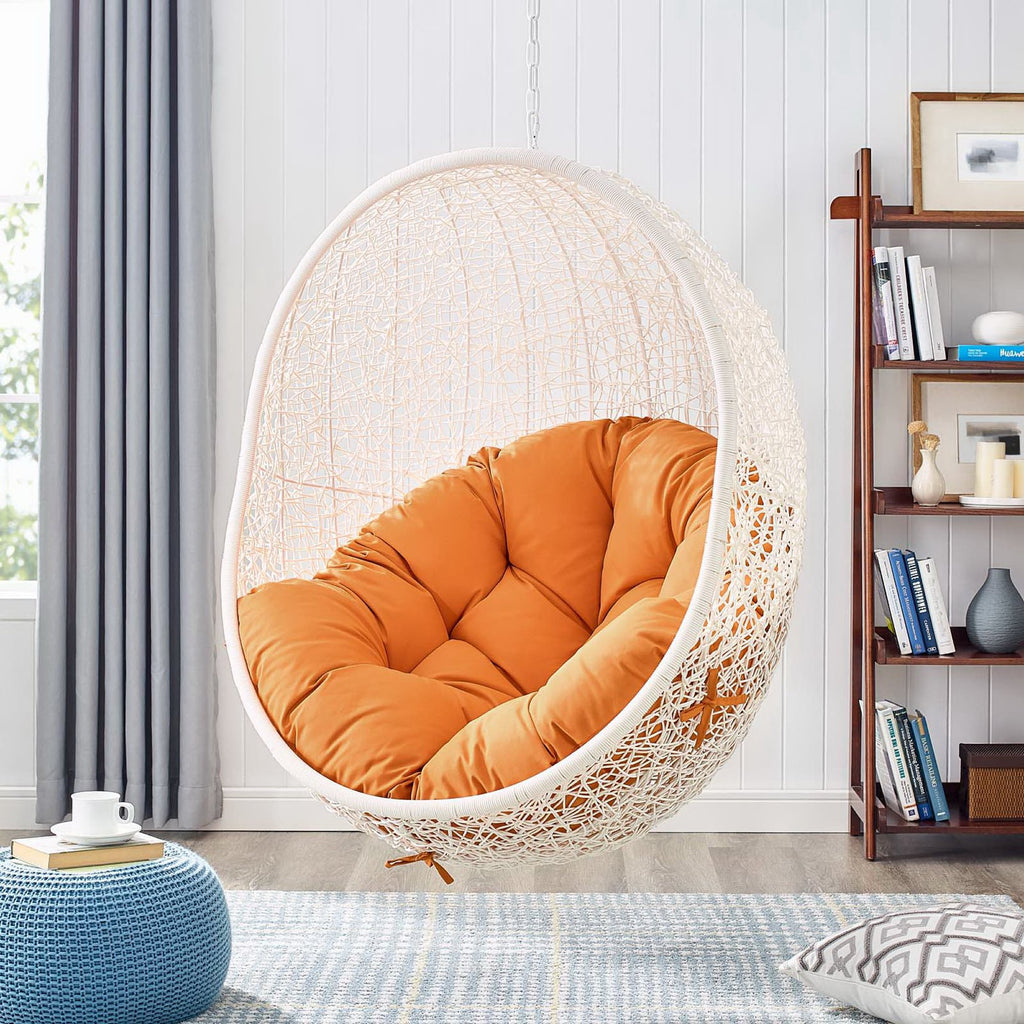 Hide Outdoor Patio Swing Chair With Stand - White Orange