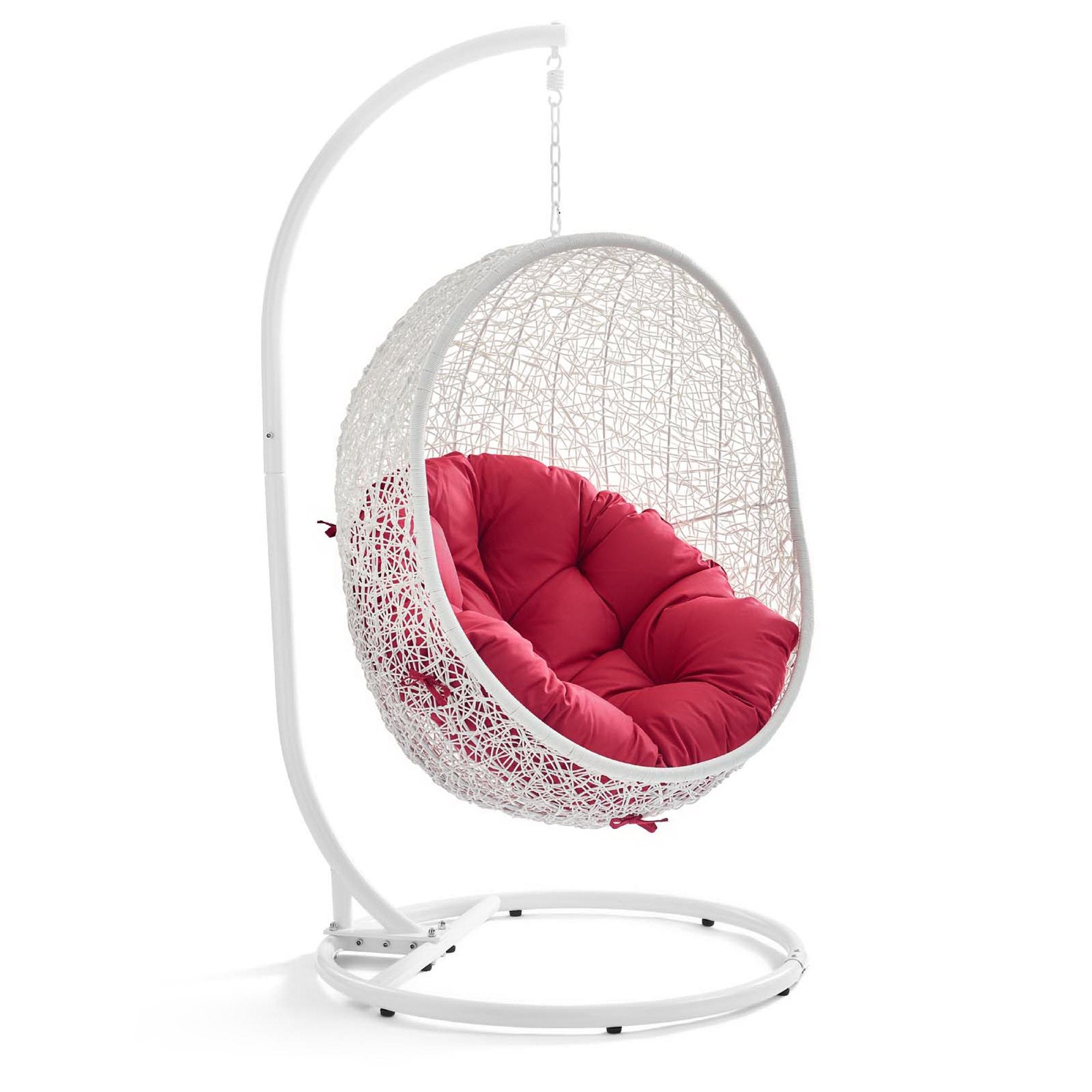 Hide Outdoor Patio Swing Chair With Stand - White Red