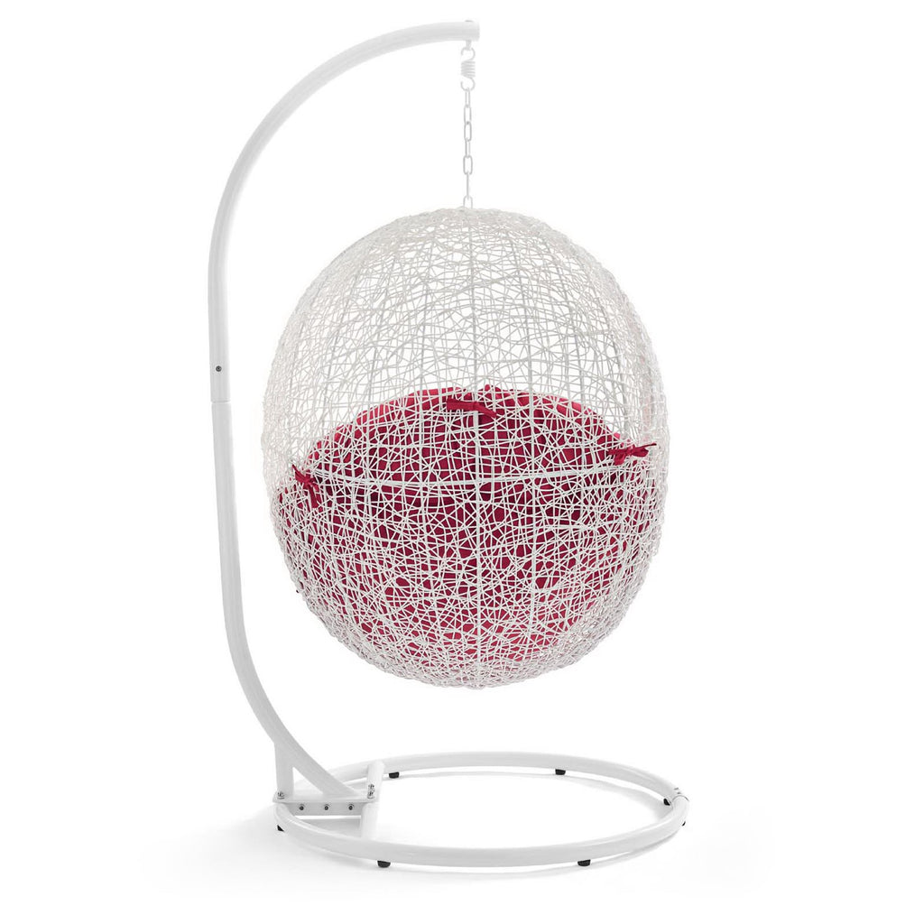 Hide Outdoor Patio Swing Chair With Stand - White Red