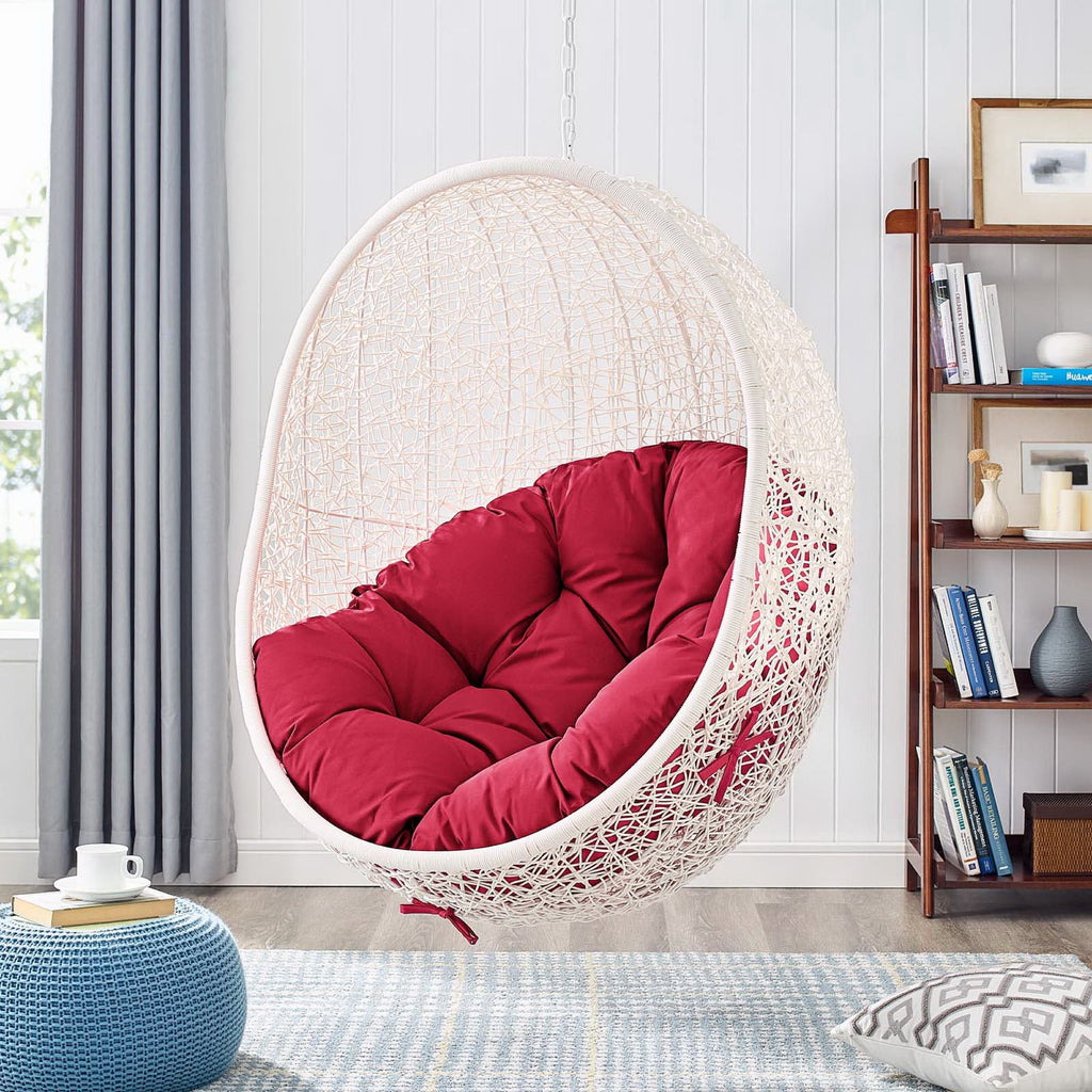 Hide Outdoor Patio Swing Chair With Stand - White Red