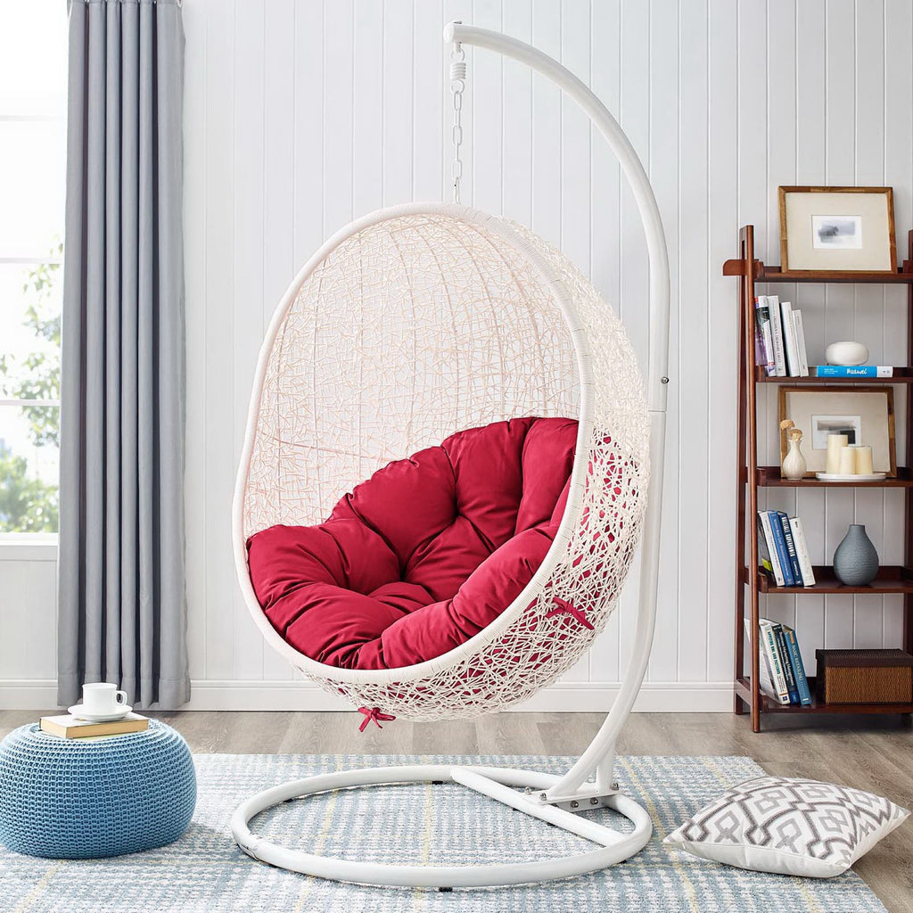 Hide Outdoor Patio Swing Chair With Stand - White Red