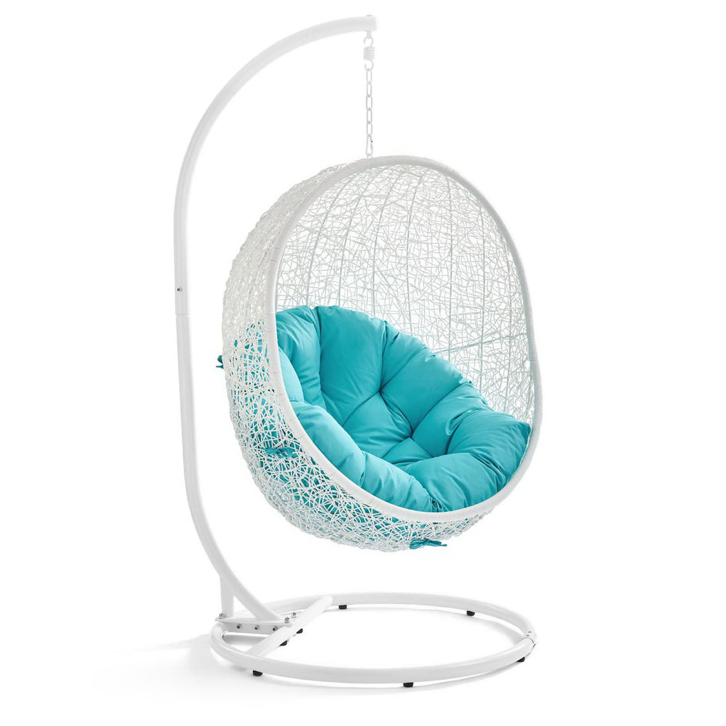 Hide Outdoor Patio Swing Chair With Stand - White Turquoise
