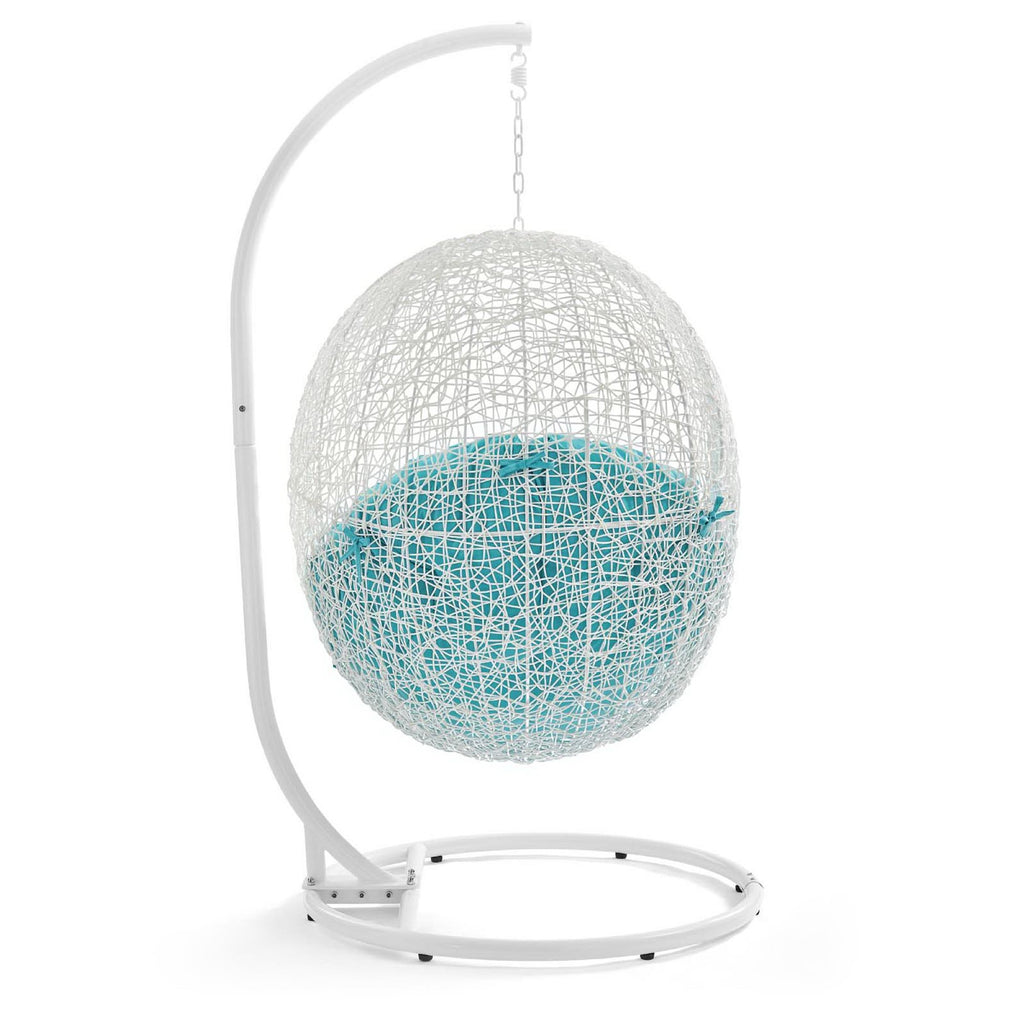 Hide Outdoor Patio Swing Chair With Stand - White Turquoise