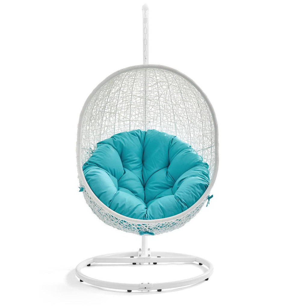 Hide Outdoor Patio Swing Chair With Stand - White Turquoise